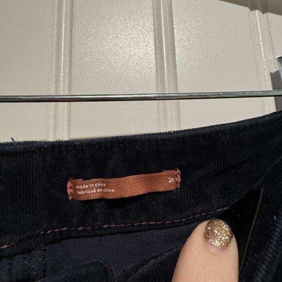 Anthropologie Pilcro High Rise Skinny Corduroy Pants Navy Blue Button Front 26 - Picture 5 of 8